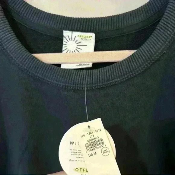 NWT Offline By Aerie Weekend Fleece Cut Out Dress Black Crewneck Size Medium - Picture 7 of 8